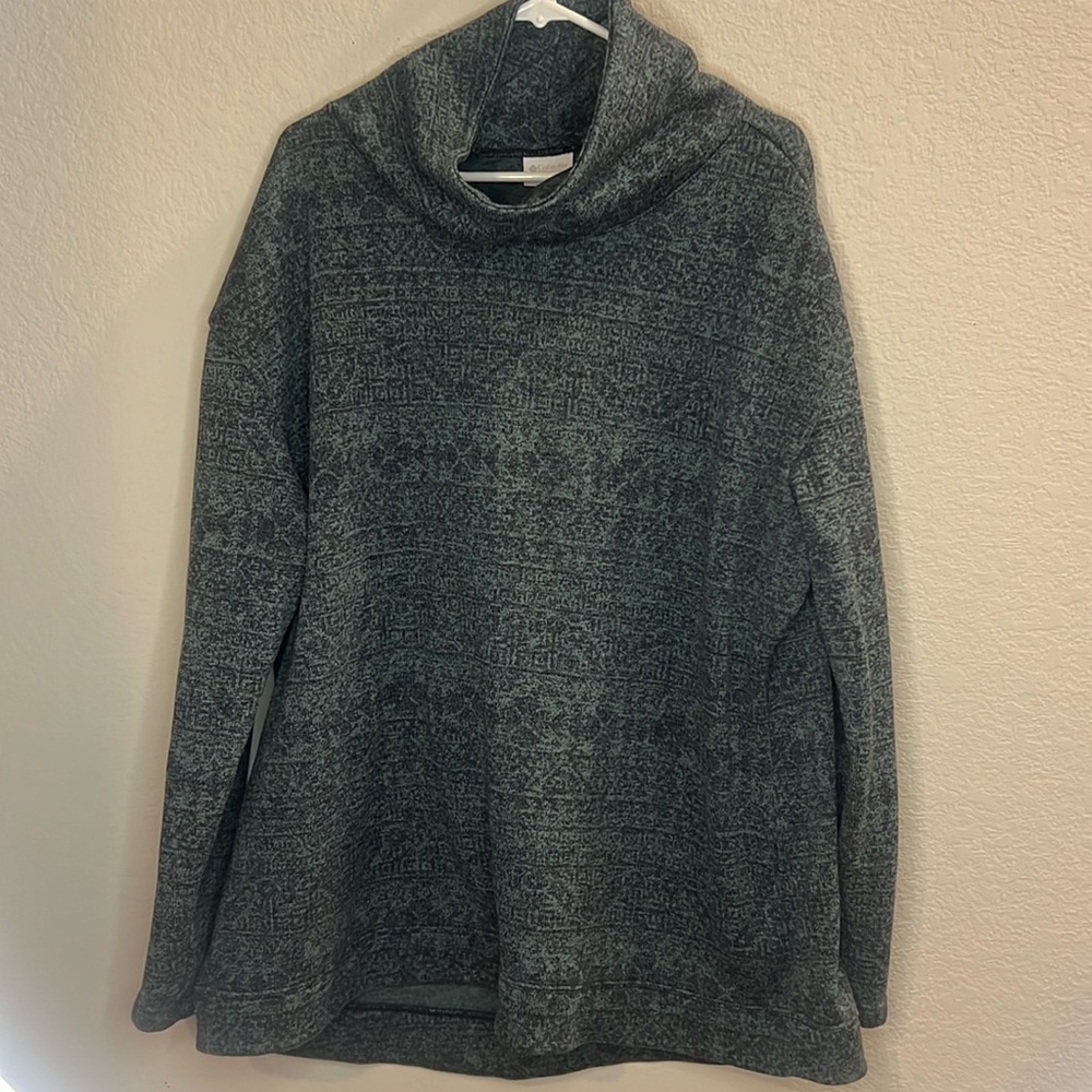 Columbia Sweater Pullover cowl neck blue/teal women's plus size 2XL soft inside